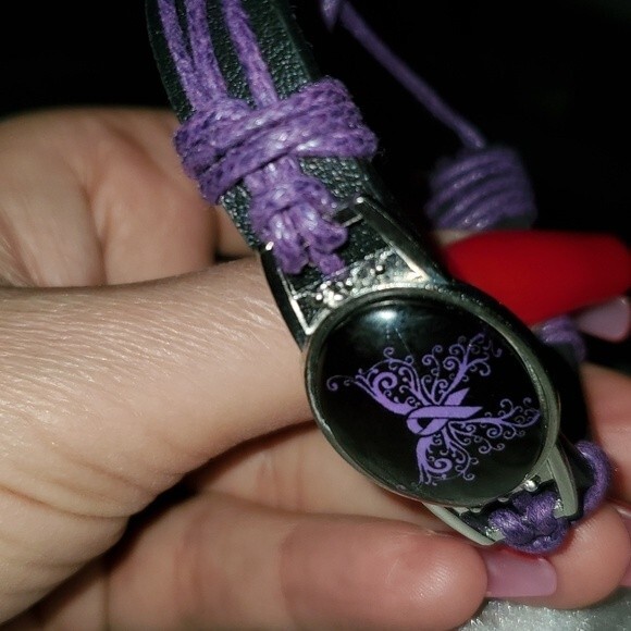 Purple Domestic Violence Awareness Bracelet Black - Picture 3 of 4
